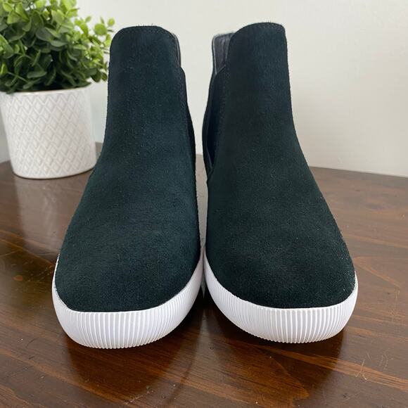 SOREL Black Suede Out 'N About Slip-On Hidden Wedge Waterproof Shoes Size 9 Wms - Picture 3 of 10